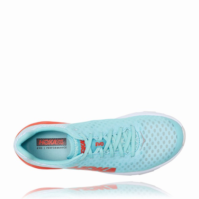 Hoka One One EVO CARBON ROCKET Outlet Sale Womens Track Running Shoes Blue Orange