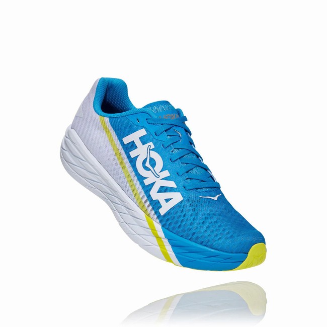 Hoka One One Road Running Shoes Clearance Sale ROCKET X Mens Blue White
