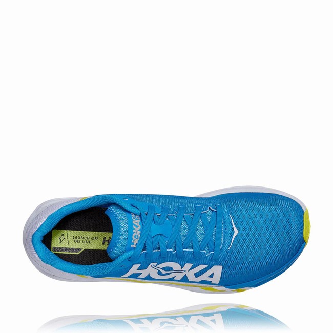 Hoka One One Track Running Shoes India Store ROCKET X Mens Blue White
